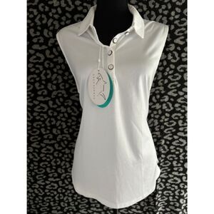 Greg Norman Women's Play Dry White Sz XL Sleeveless Golf Shirt NWT